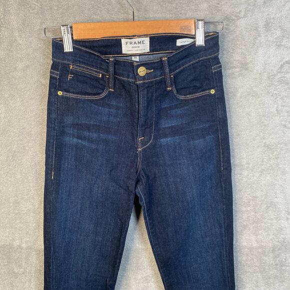 Frame Denim Jeans Women Size 25 Le High Skinny Crop Dark Blue Denim Stretch - Picture 3 of 14